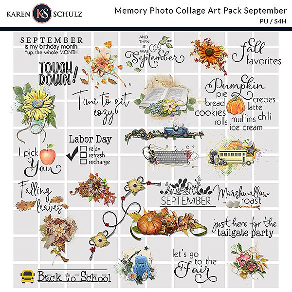 digital scrapbooking memory photo collage september art pack by karen schulz