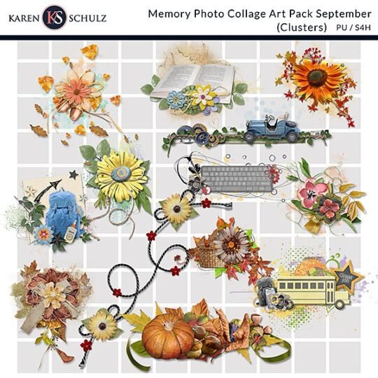 digital scrapbooking memory photo collage september art pack by Karen Schulz