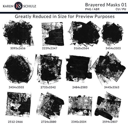 Brayered Masks Digital Scrapbook Preview by Karen Schulz Designs