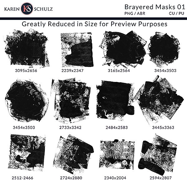 Brayered Masks Digital Scrapbook Preview by Karen Schulz Designs