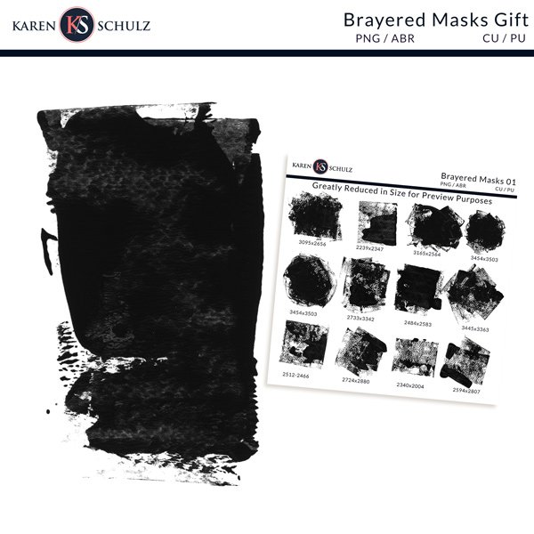 Brayered Masks Gift Digital Scrapbook Preview by Karen Schulz Designs