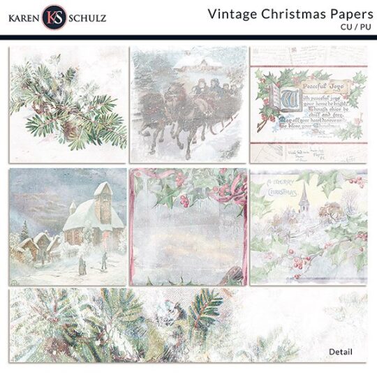 Vintage Christmas Paper Preview by Karen Schulz designs