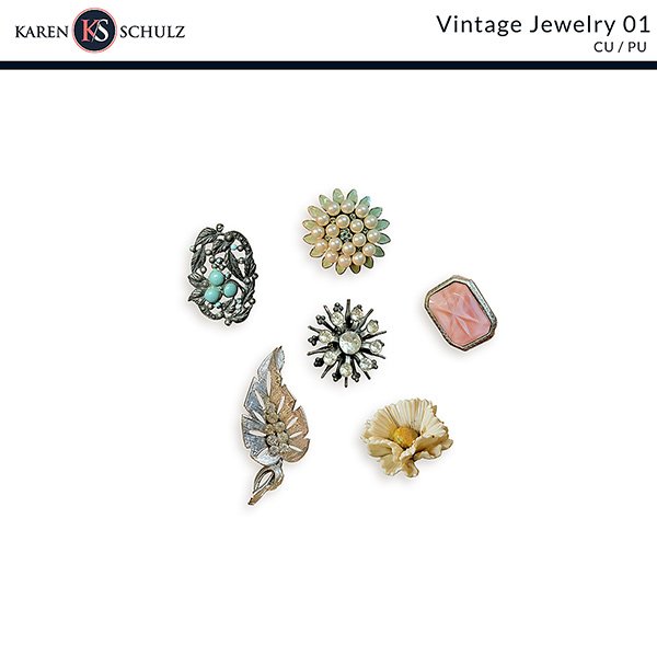 Vintage Jewelry 01 Digital Scrapbook Pack by Karen Schulz Designs
