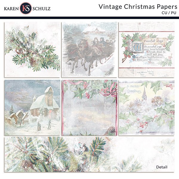 Vintage Christmas Digital Scrapbook Preview by Karen Schulz