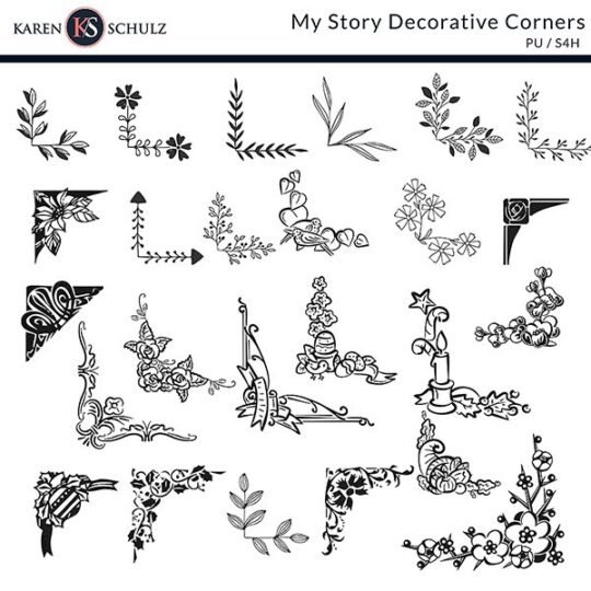 My Story Digital Scrapbook Decorative Corner Preview by Karen Schulz Designs