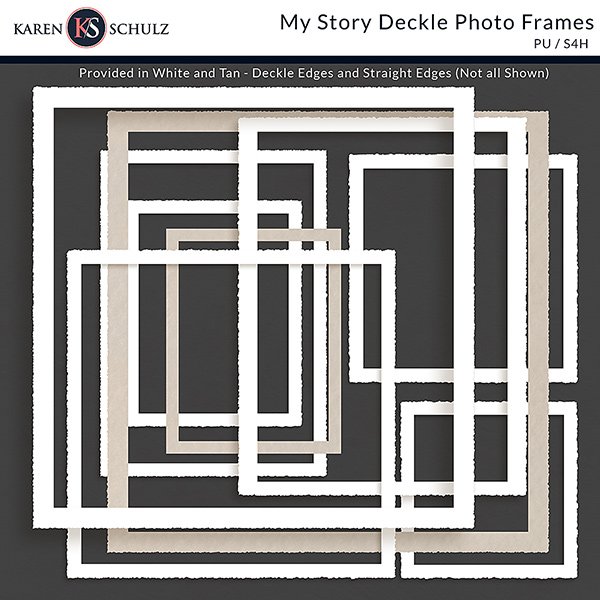 My Story Digital Scrapbook Deckle Edge Frames Preview by Karen Schulz Designs