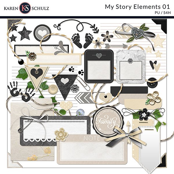 My Crafty Story Digital Scrapbooking Kit Digital Scrapbook Kit Papers and  Elements personal Use S4H/S4O 