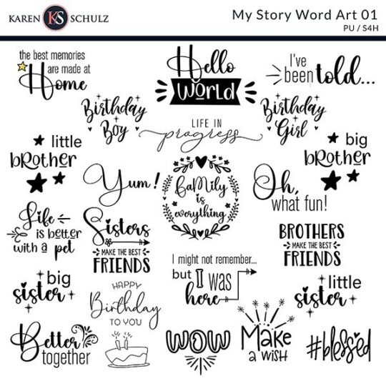 My Story Digital Scrapbook Word Art 01 Preview by Karen Schulz Designs