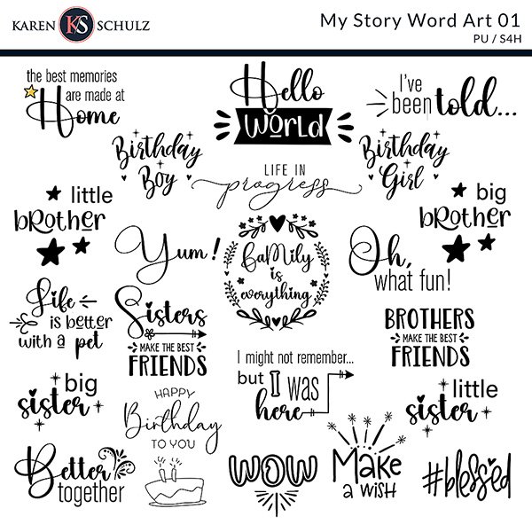 My Story Digital Scrapbook Word Art 01 Preview by Karen Schulz Designs