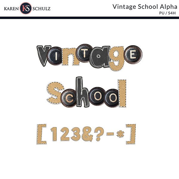 digital-scrapbooking-Vintage School-alpha by-karen-schulz-designslpha