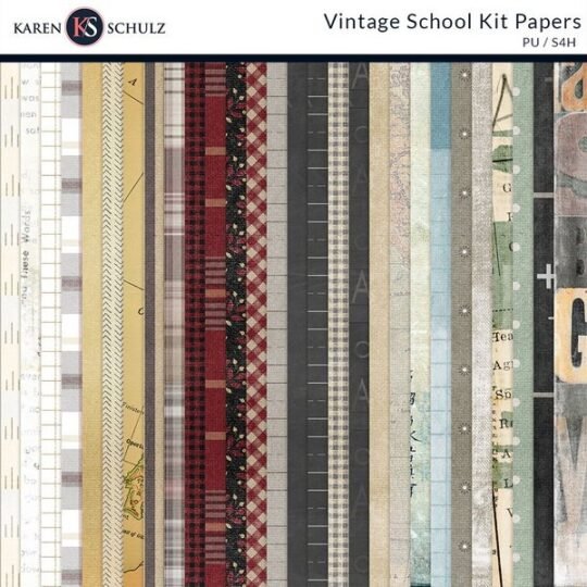 digital-scrapbooking-Vintage School-kit-papers-preview-by-karen-schulz-designs