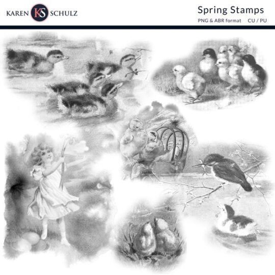 digital scrapbooking spring stamps by karen schulz designs