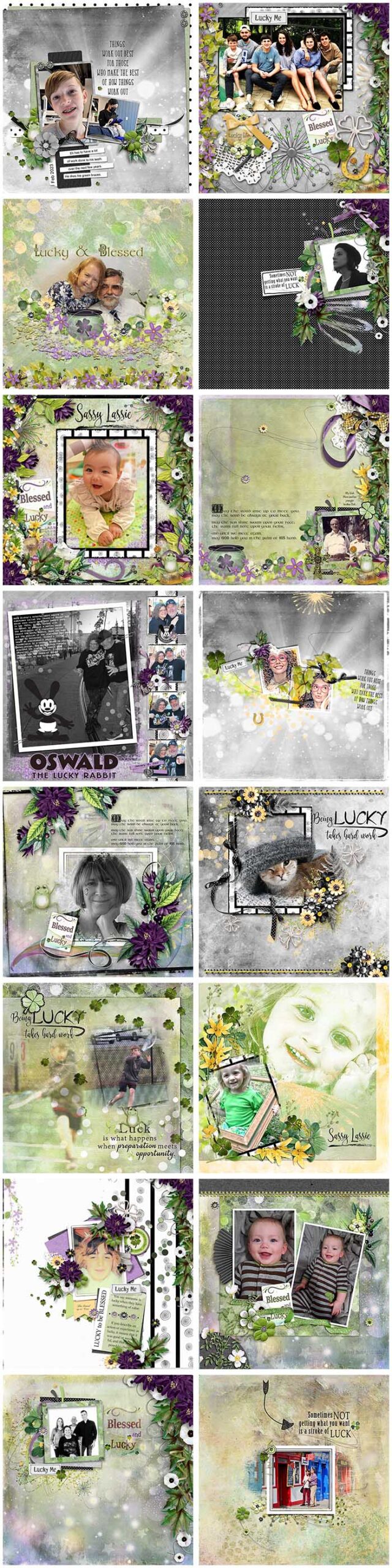 Lucky Me Digital Scrapbook Kit Layouts Karen Schulz Designs