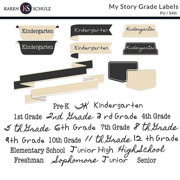 My Story Grade Labels Preview Karen Schulz Designs