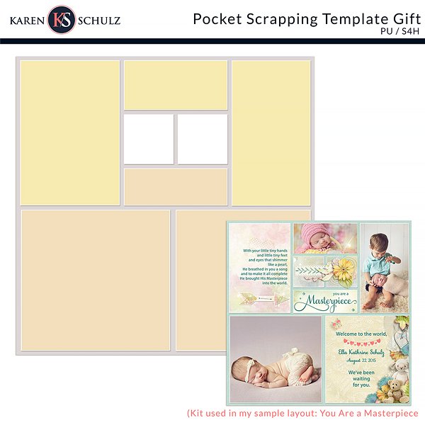 Digital Pocket Scrapping Template Freebie Karen Schulz