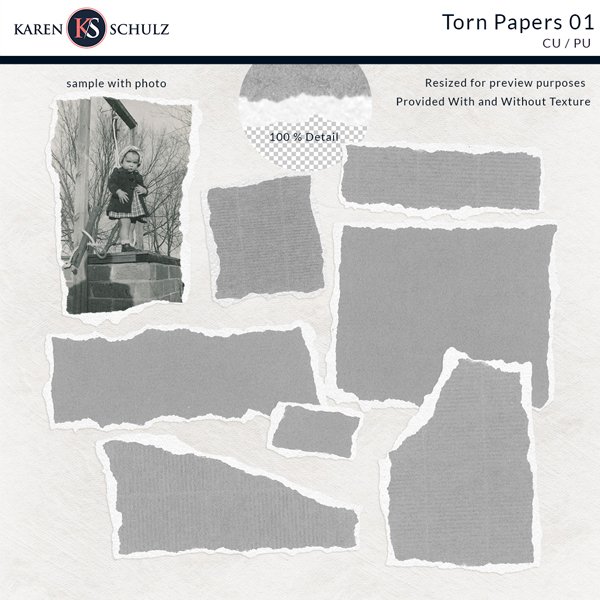 Torn Papers 01 Digital Scrapbook Pack Karen Schulz
