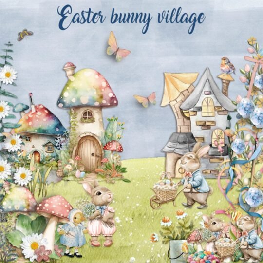 Vintage Easter Village by Karen Schulz Designs Digital Art Layout 9