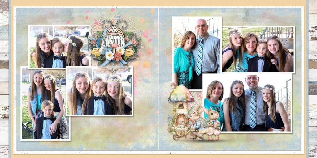 Vintage Easter Village by Karen Schulz Designs Digital Art Layout by Yvonne