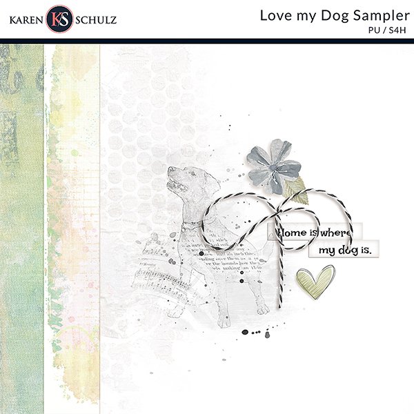 Love my Dog Sampler Digital Scrapbook Kit Karen Schulz