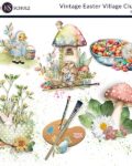 Vintage Easter Village Digital Scrapbook Clusters Preview by Karen Schulz Designs