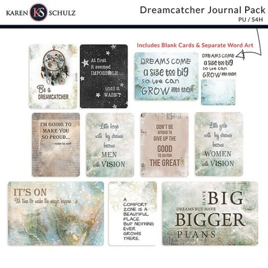 Dreamcatcher Digital Scrapbook Kit Journal Pack Preview by Karen Schulz Designs