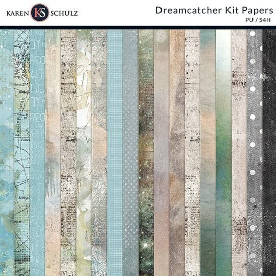 Dreamcatcher Digital Scrapbook Kit Paper Preview by Karen Schulz Designs
