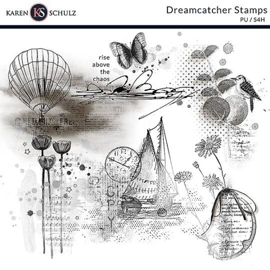 Dreamcatcher Digital Scrapbook Kit Stamps Preview by Karen Schulz Designs