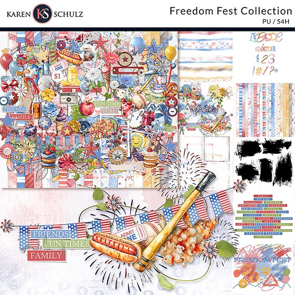 Karen Schulz digital scrapbooking collection freedom fest