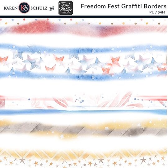 Karen Schulz digital scrapbooking graffiti borders freedom fest