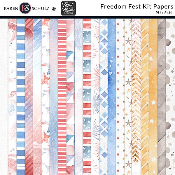 Karen Schulz digital scrapbooking kit papers freedom fest