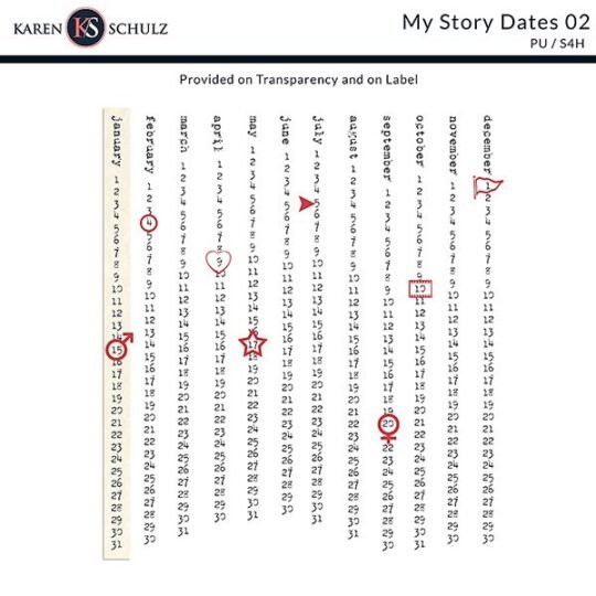 My story Dates 02 digital scrapbooking Karen Schulz