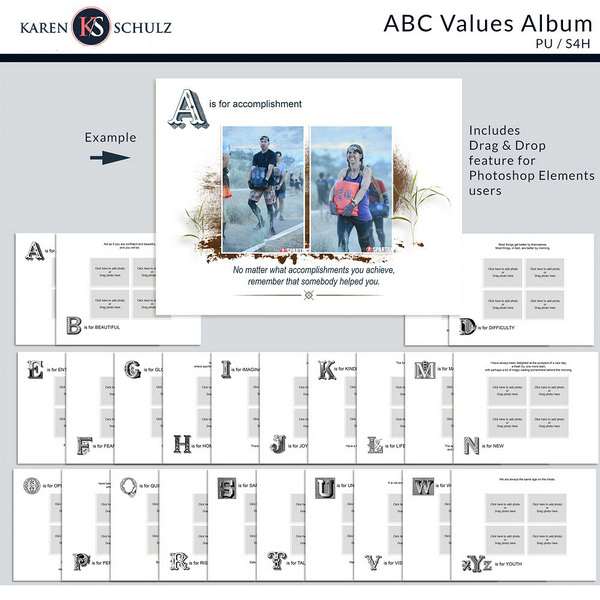ABC Values Album Digital Scrapbooking Karen Schulz