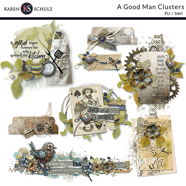 A Good Man Digital Scrapbooking Clusters by Karen Schulz