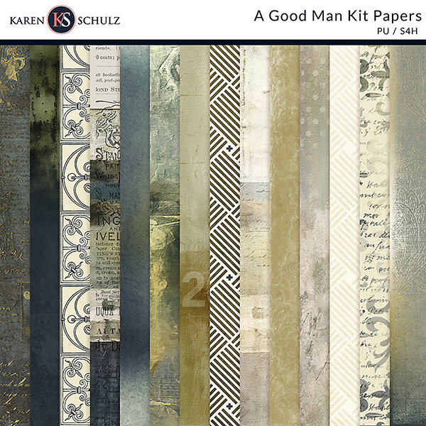 A Good Man Digital Scrapbooking Kit Papers by Karen Schulz
