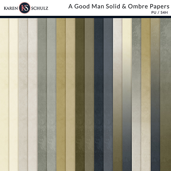 A Good Man Digital Scrapbooking Solid & Ombre papers by Karen Schulz