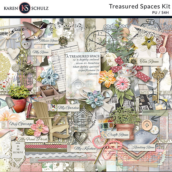 Digital Scrapbook Treasured Spaces Kit Karen Schulz