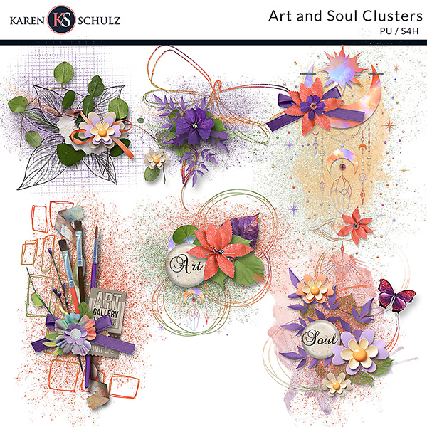 Art-and-soul-clusters-digital-scrapbooking-karen-schulz