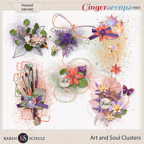 Art-and-Soul-Digital-Scrapbook-kit-clusters-Karen-Schluz