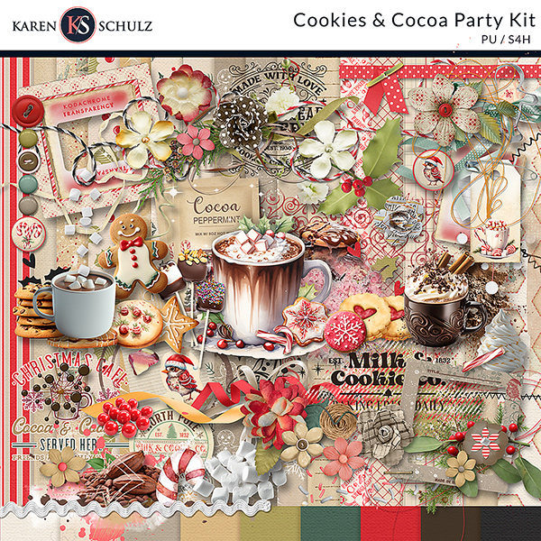 Cookies and Cocoa Party Digital Scrapbooking Kit Karen Schulz