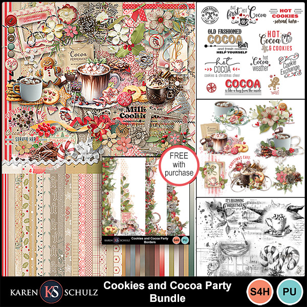 Cookies and Cocoa Party Digital scrapbooking Collection Preview by Karen Schulz